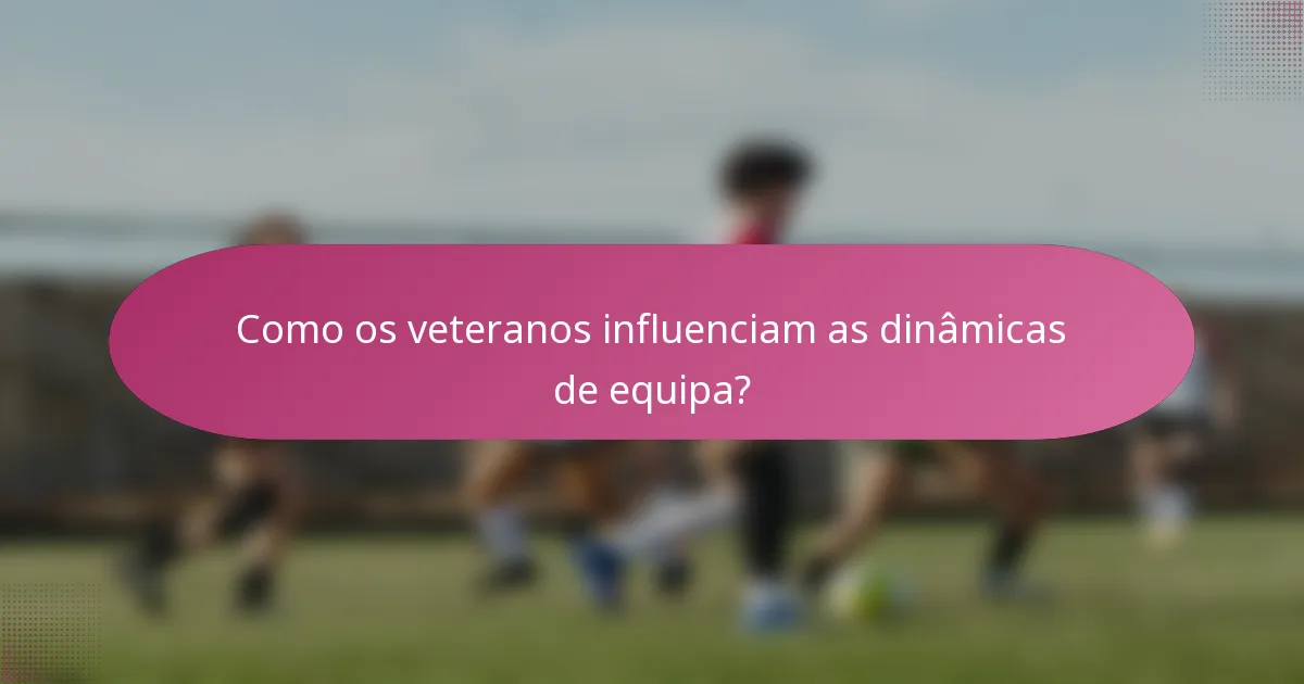 Como os veteranos influenciam as dinâmicas de equipa?