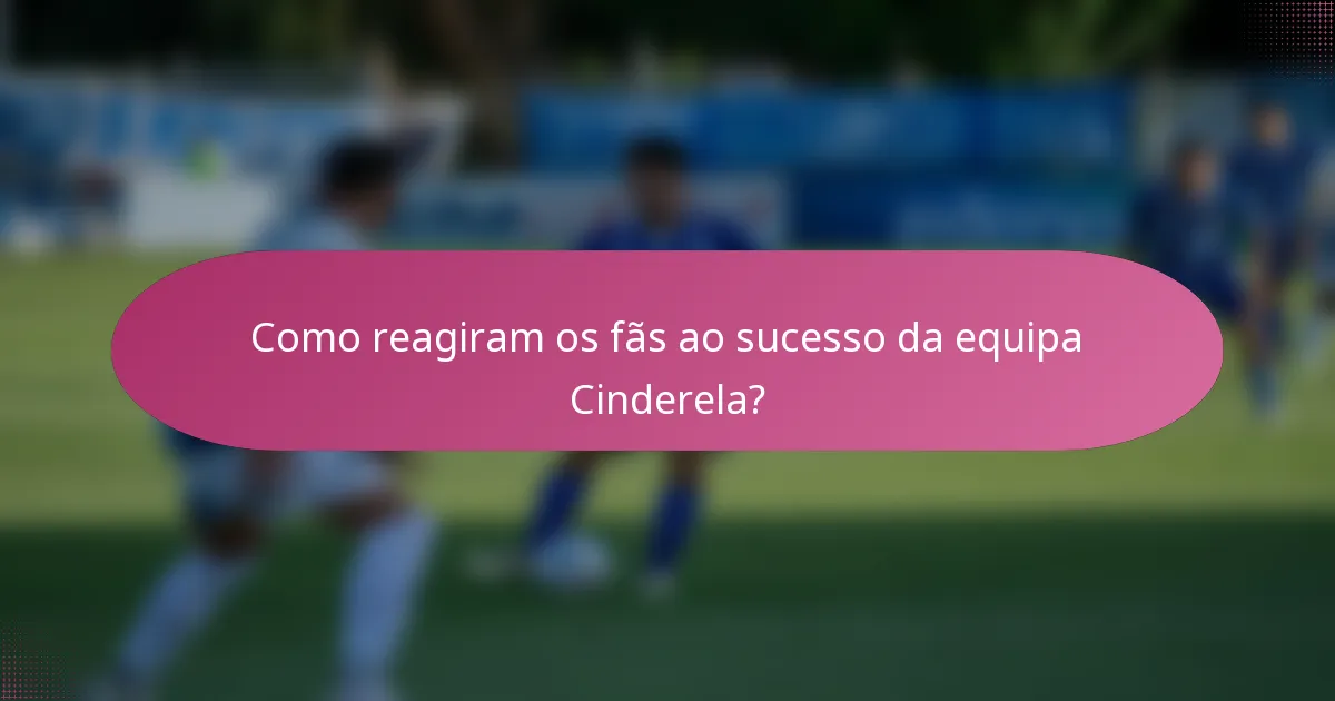 Como reagiram os fãs ao sucesso da equipa Cinderela?