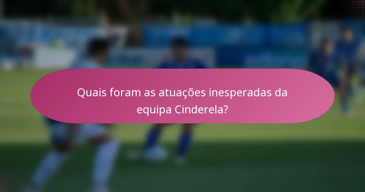 Quais foram as atuações inesperadas da equipa Cinderela?